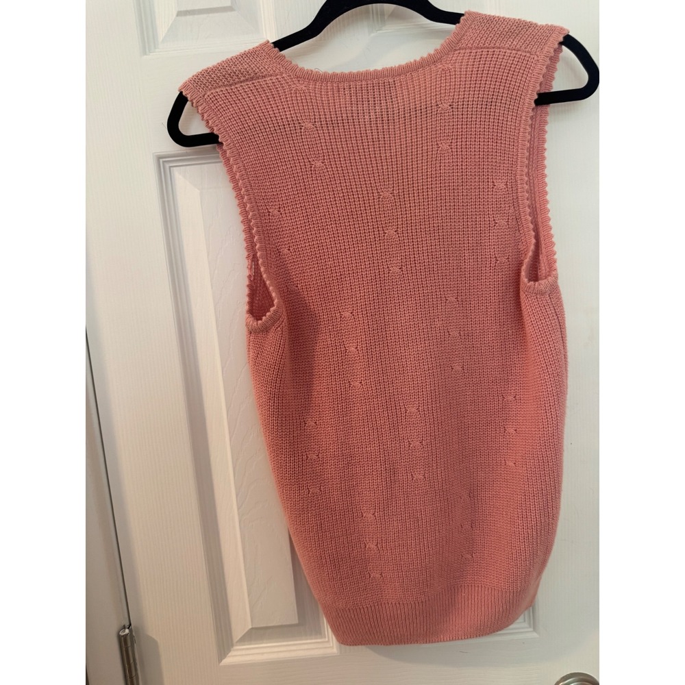 Vintage Charter Club Pink V-Neck Knit Sweater Vest Ramie Cotton Blend Size M. - Picture 5 of 8
